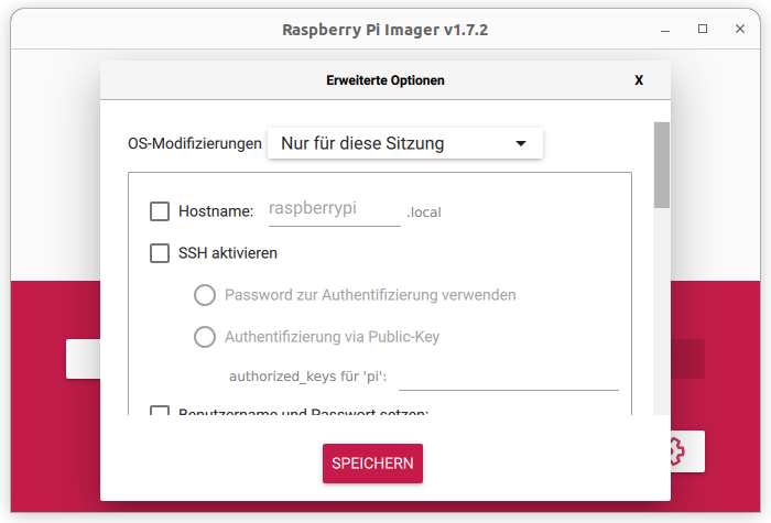 Raspberry Pi Imager - OS-Einstellungen vornehmen