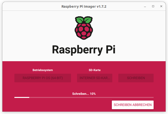 Raspberry Pi Imager - Schreibvorgang