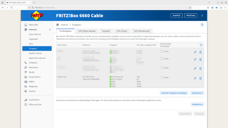 Portfreigabe in der FRITZ!Box