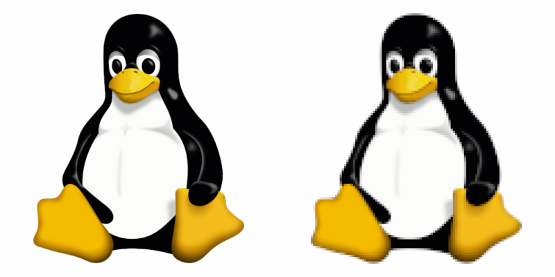 Eine Gegenüberstellung von einer Vektorgrafik und einer Pixelgrafik