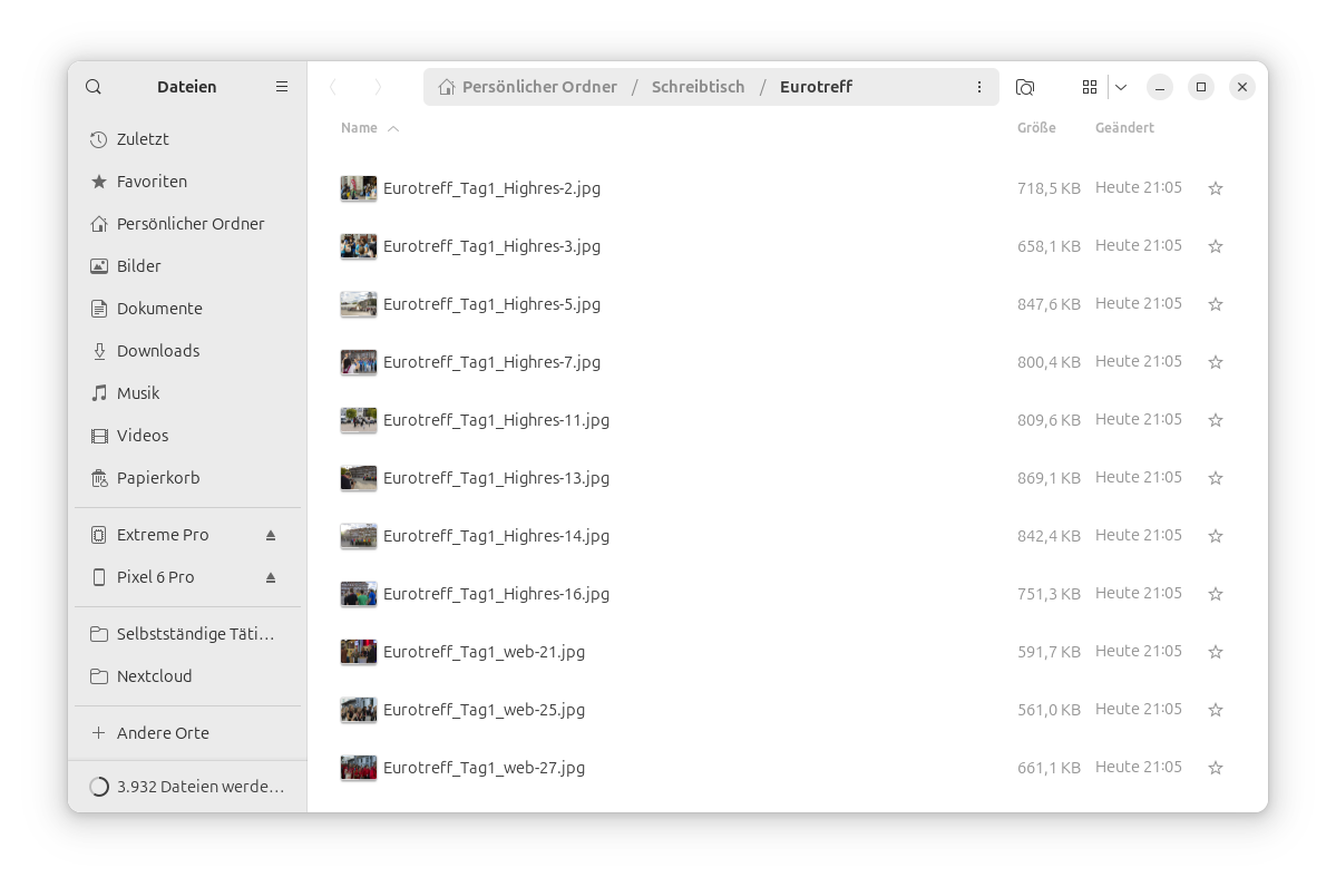 Dateien – Ansicht Bilder (ungeordnet)