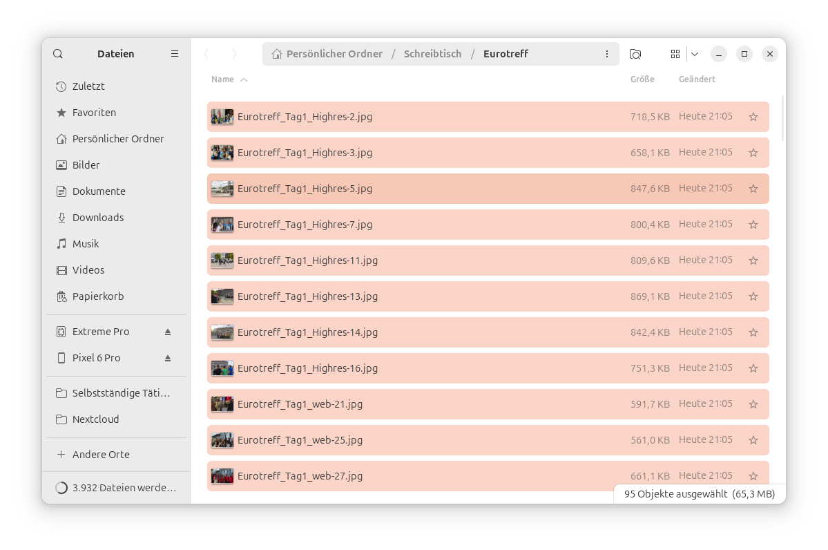 Dateien – Ansicht Bilder (alle ausgewählt)